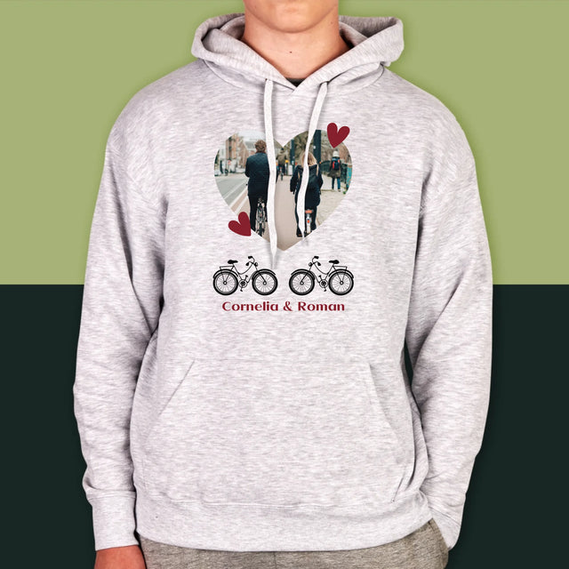 Fotografie Si Semnătură: Bicicletiști Cuplu - Hanorac Cu Glugă Pentru Bărbați