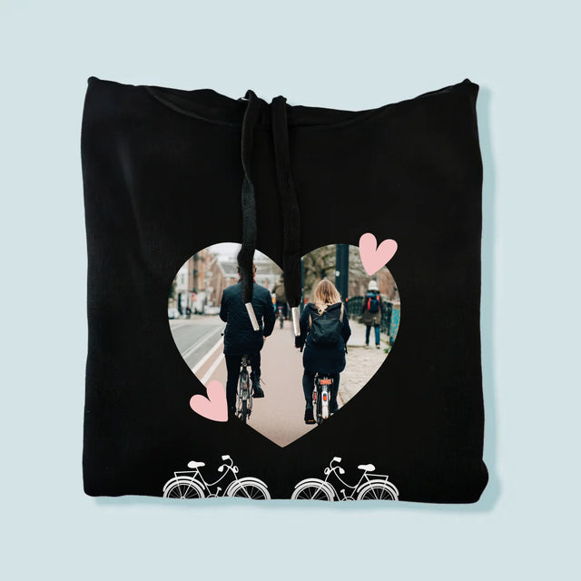 Fotografie Si Semnătură: Bicicletiști Cuplu - Hanorac Cu Glugă Pentru Bărbați