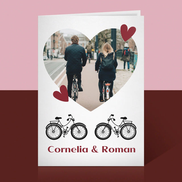 Fotografie Si Semnătură: Bicicletiști Cuplu - Card Cu Felicitări