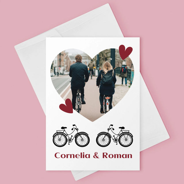 Fotografie Si Semnătură: Bicicletiști Cuplu - Card Cu Felicitări