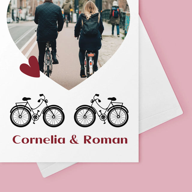 Fotografie Si Semnătură: Bicicletiști Cuplu - Card Cu Felicitări