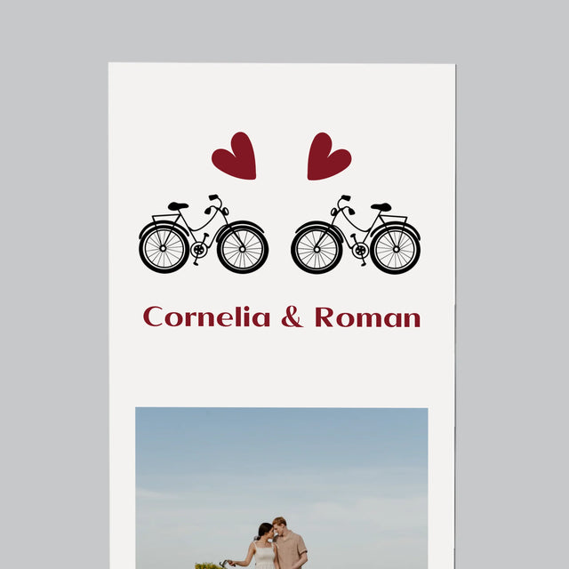 Fotografie Si Semnătură: Bicicletiști Cuplu - Magnet Pe Fregider