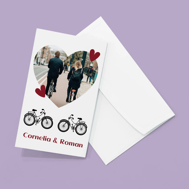 Fotografie Si Semnătură: Bicicletiști Cuplu - Set Mare Fotografii Pliante