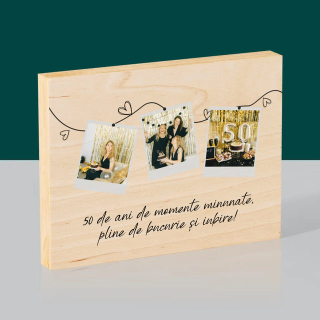 Colaj De Fotografii: 50 De Ani De Minunate Momente - Imprimare Pe Lemn (Horizontală)