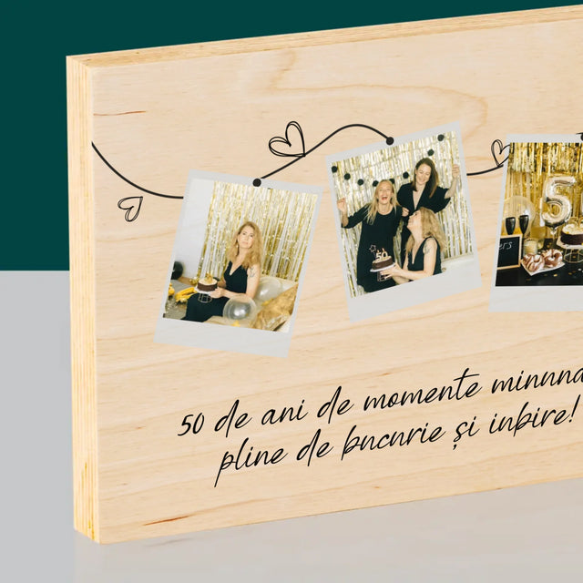 Colaj De Fotografii: 50 De Ani De Minunate Momente - Imprimare Pe Lemn (Horizontală)