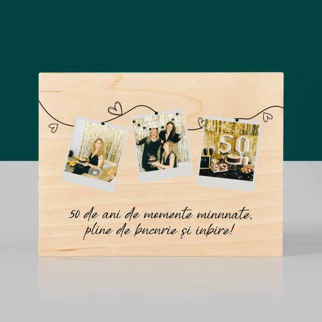 Colaj De Fotografii: 50 De Ani De Minunate Momente - Imprimare Pe Lemn (Horizontală)