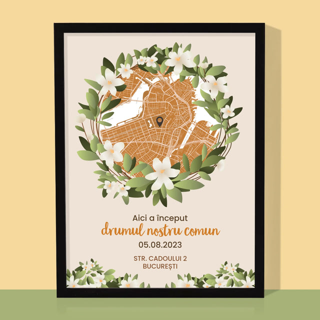 Harta Oraș: Harta Orașului: Începutul Drumului Comun - Imprimare Cu Ramă 30X40 (Verticală)