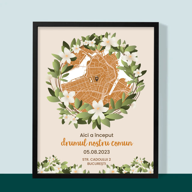 Harta Oraș: Harta Orașului: Începutul Drumului Comun - Imprimare Cu Ramă 30X40 (Verticală)