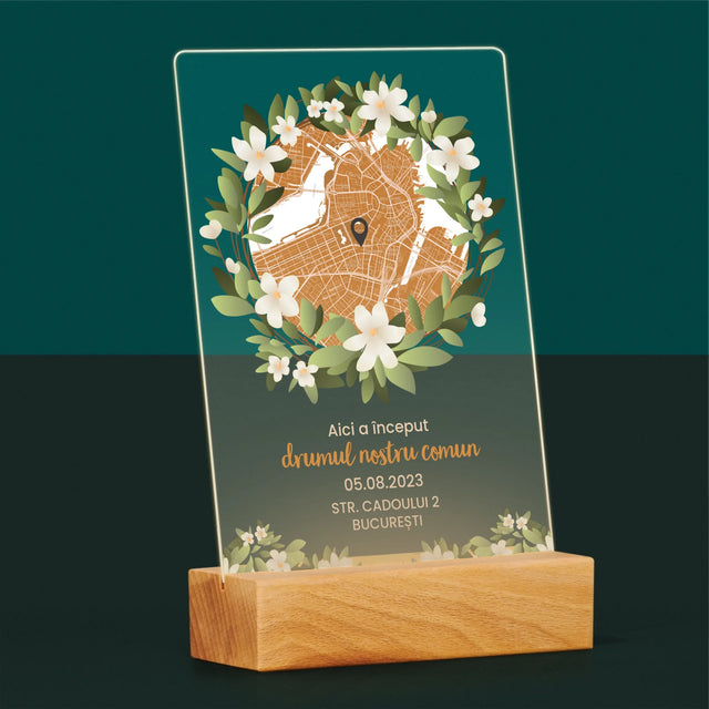 Harta Oraș: Harta Orașului: Începutul Drumului Comun - Imprimare Pe Sticlă Acrilică (Verticală)