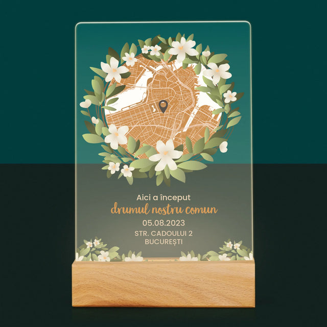 Harta Oraș: Harta Orașului: Începutul Drumului Comun - Imprimare Pe Sticlă Acrilică (Verticală)