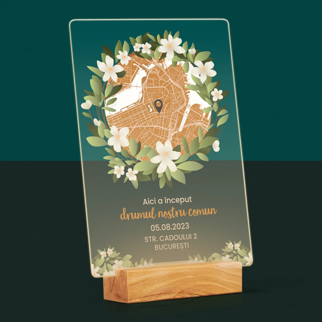 Harta Oraș: Harta Orașului: Începutul Drumului Comun - Imprimare Pe Sticlă Acrilică (Verticală)