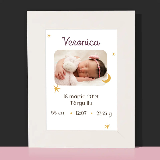 Certificat De Naștere: Certificat De Naștere Lună - Ramă Pentru Fotografii (Horizontală)