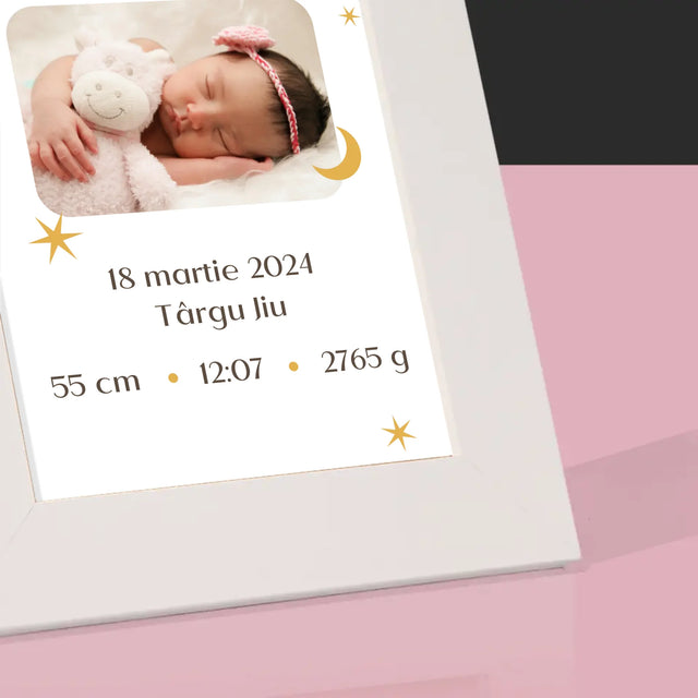 Certificat De Naștere: Certificat De Naștere Lună - Ramă Pentru Fotografii (Horizontală)