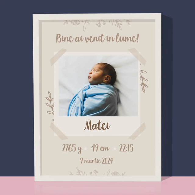 Certificat De Naștere: Certificat De Naștere Ramuri - Imprimare Cu Ramă 30X40 (Verticală)