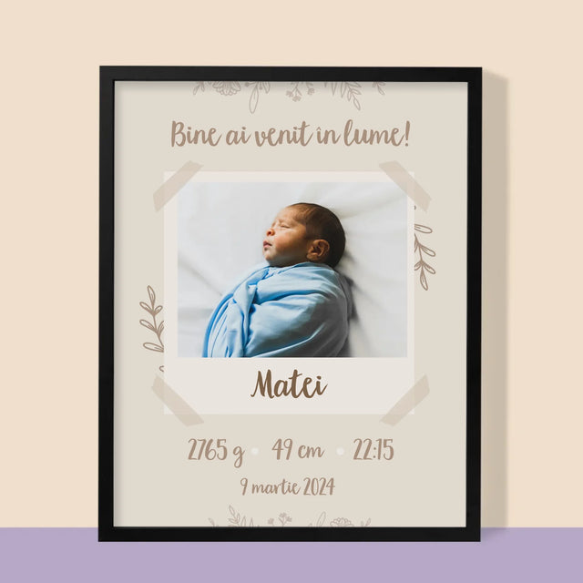 Certificat De Naștere: Certificat De Naștere Ramuri - Imprimare Cu Ramă 30X40 (Verticală)