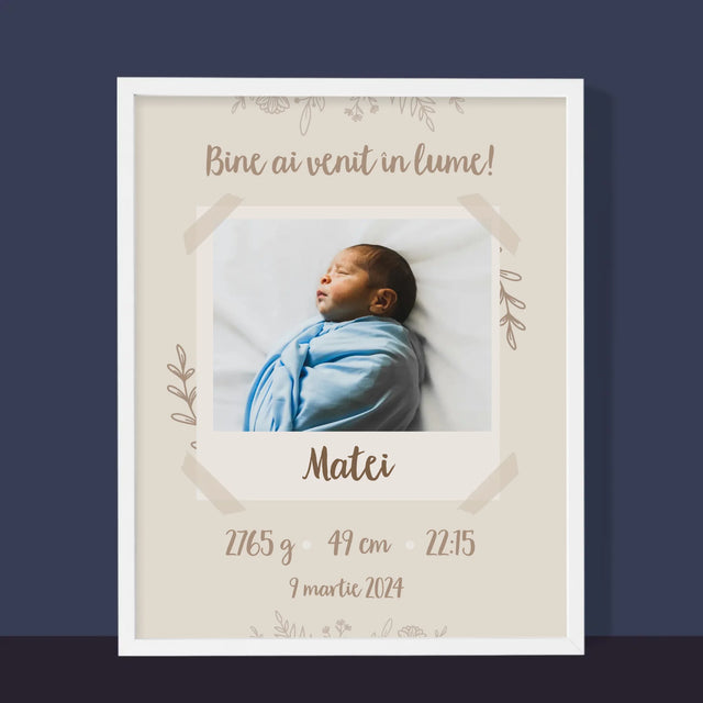Certificat De Naștere: Certificat De Naștere Ramuri - Imprimare Cu Ramă 30X40 (Verticală)