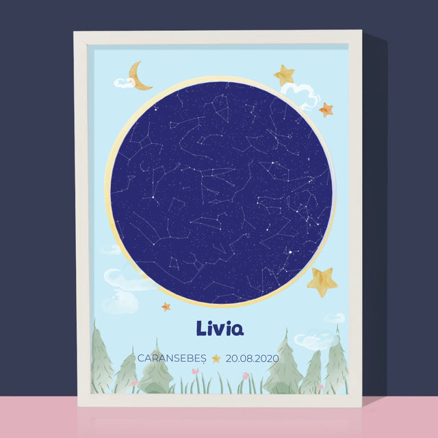 Harta Stelelor: Harta Stelelor: Pentru Copil - Imprimare Cu Ramă 30X40 (Verticală)