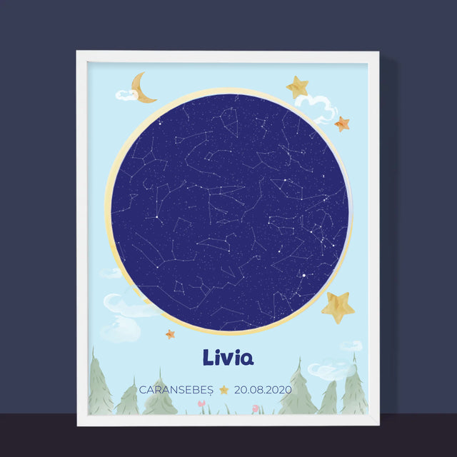 Harta Stelelor: Harta Stelelor: Pentru Copil - Imprimare Cu Ramă 30X40 (Verticală)