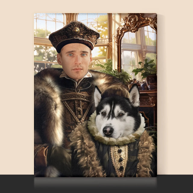 Portret Regal: Nobil Cu Un Animal De Companie - Imprimare Cu Ramă 30X40 (Verticală)