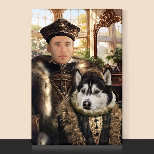 Portret Regal: Nobil Cu Un Animal De Companie - Imprimare Cu Ramă 30X40 (Verticală)