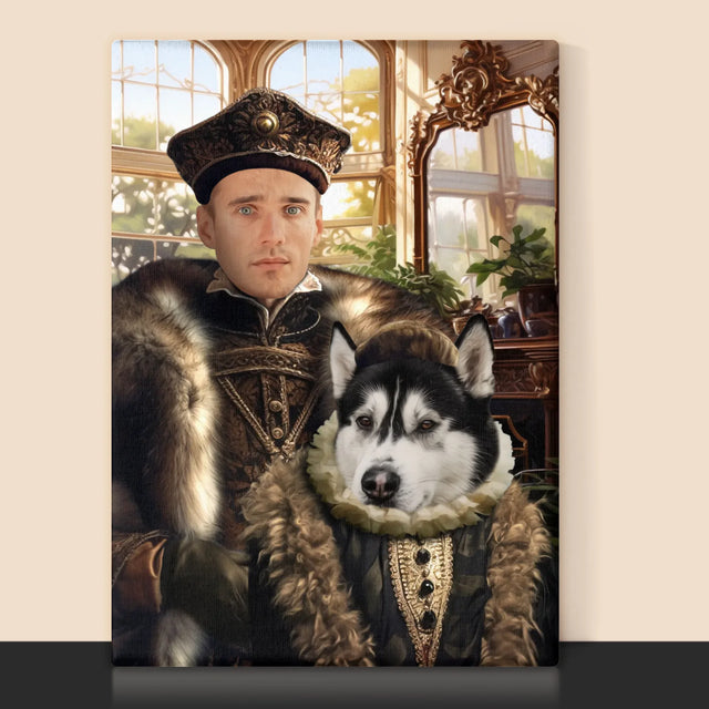 Portret Regal: Nobil Cu Un Animal De Companie - Imprimare Cu Ramă 30X40 (Verticală)