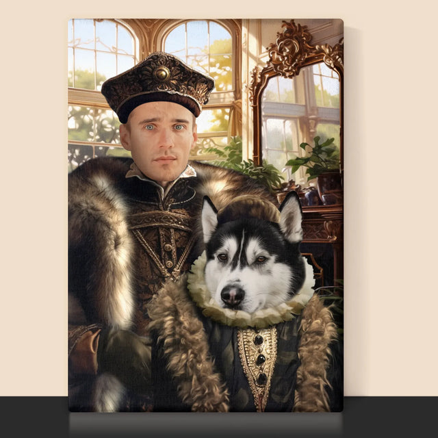 Portret Regal: Nobil Cu Un Animal De Companie - Imprimare Cu Ramă 30X40 (Verticală)