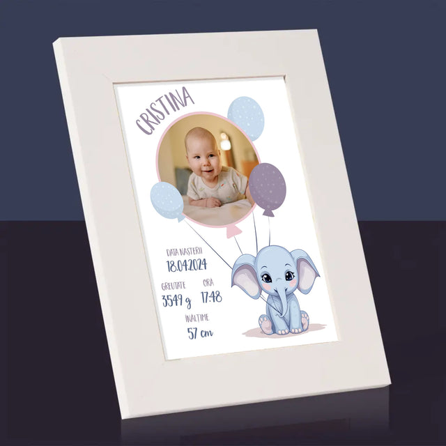 Certificat De Naștere: Certificat De Naștere Elefant - Ramă Pentru Fotografii (Horizontală)