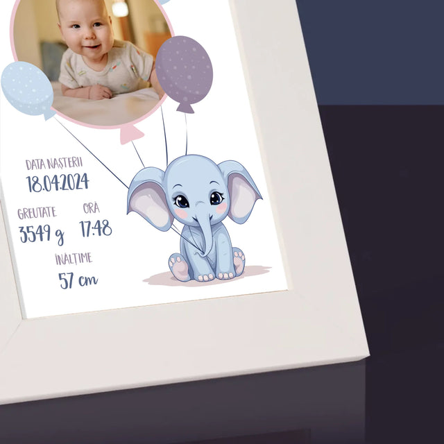 Certificat De Naștere: Certificat De Naștere Elefant - Ramă Pentru Fotografii (Horizontală)