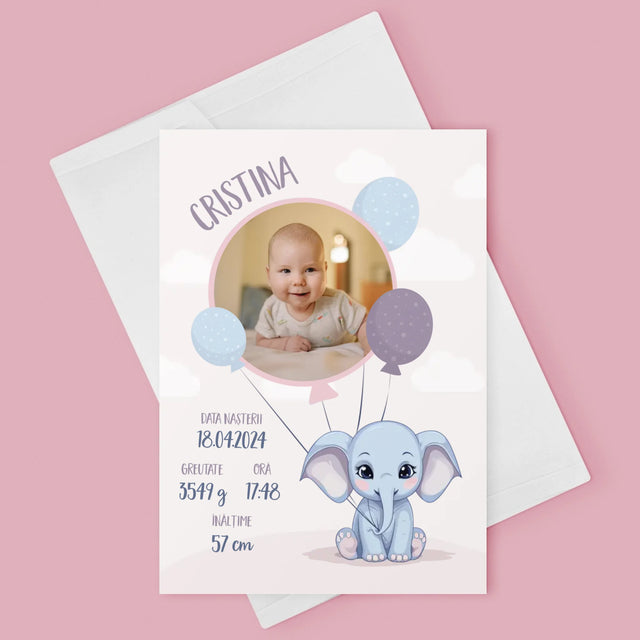 Certificat De Naștere: Certificat De Naștere Elefant - Card Cu Felicitări