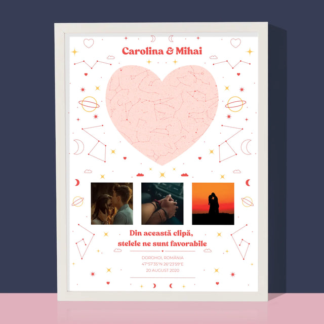 Harta Stelelor: Harta Stelelor: Clipa Noastră - Imprimare Cu Ramă 30X40 (Verticală)