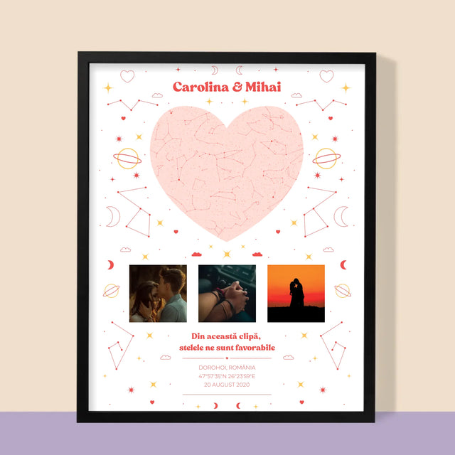 Harta Stelelor: Harta Stelelor: Clipa Noastră - Imprimare Cu Ramă 30X40 (Verticală)