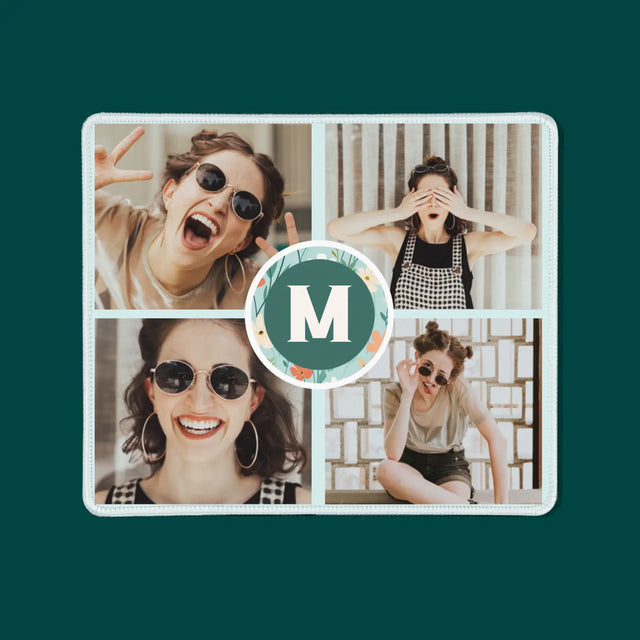 Colaj De Fotografii: Monogramă Florală - Mouse Pad