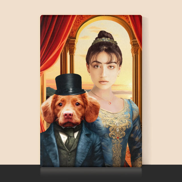 Portret Regal: Nobilă Cu Un Animal De Companie - Imprimare Cu Ramă 30X40 (Verticală)