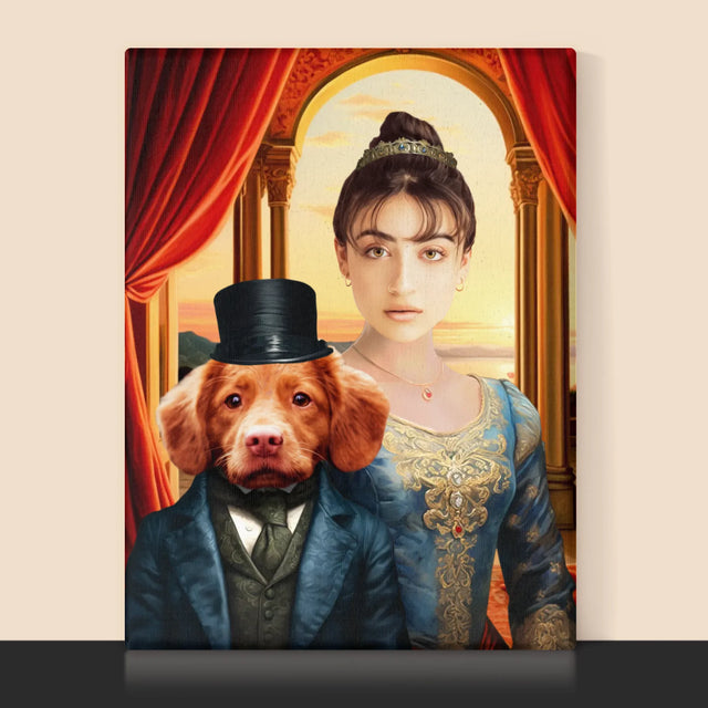 Portret Regal: Nobilă Cu Un Animal De Companie - Imprimare Cu Ramă 30X40 (Verticală)