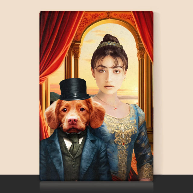 Portret Regal: Nobilă Cu Un Animal De Companie - Imprimare Cu Ramă 30X40 (Verticală)