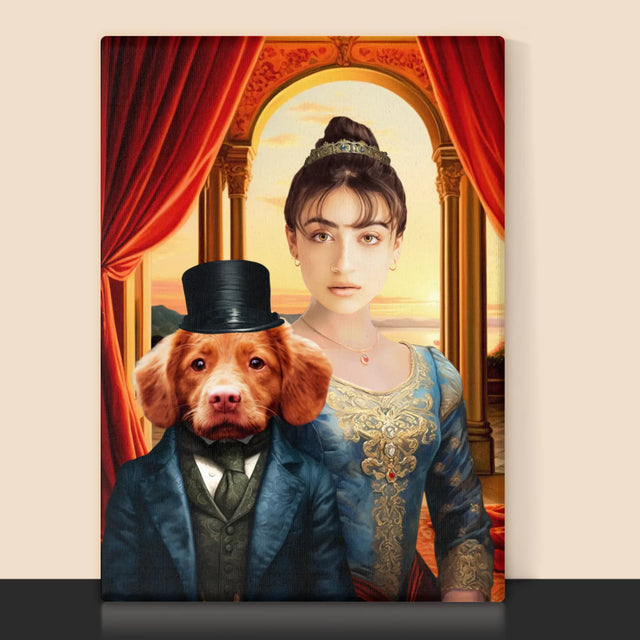 Portret Regal: Nobilă Cu Un Animal De Companie - Imprimare Cu Ramă 30X40 (Verticală)