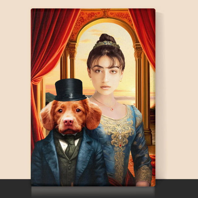 Portret Regal: Nobilă Cu Un Animal De Companie - Imprimare Cu Ramă 30X40 (Verticală)