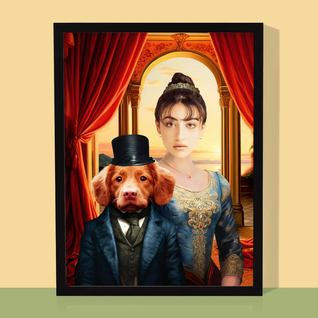 Portret Regal: Nobilă Cu Un Animal De Companie - Imprimare Cu Ramă 30X40 (Verticală)