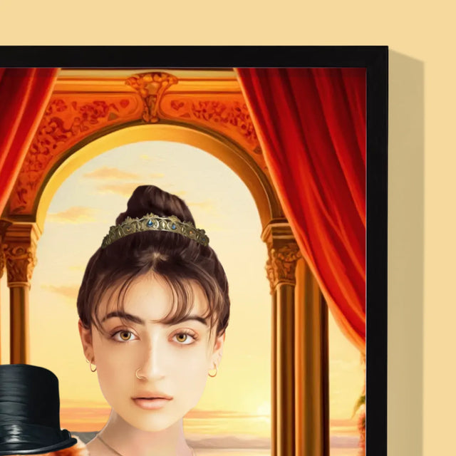 Portret Regal: Nobilă Cu Un Animal De Companie - Imprimare Cu Ramă 30X40 (Verticală)