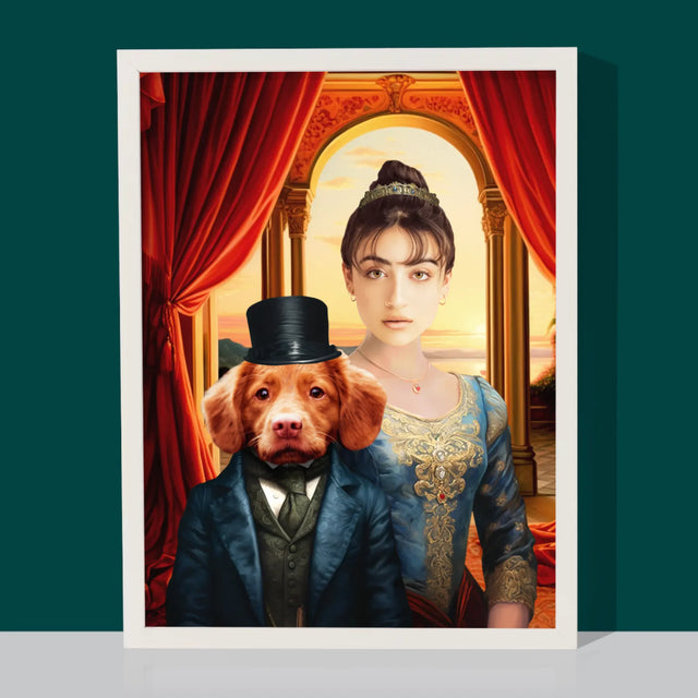 Portret Regal: Nobilă Cu Un Animal De Companie - Imprimare Cu Ramă 30X40 (Verticală)