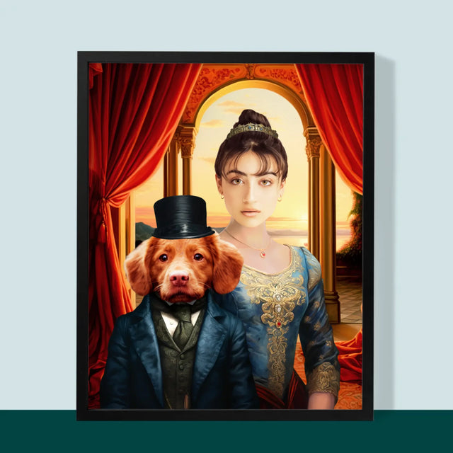 Portret Regal: Nobilă Cu Un Animal De Companie - Imprimare Cu Ramă 30X40 (Verticală)