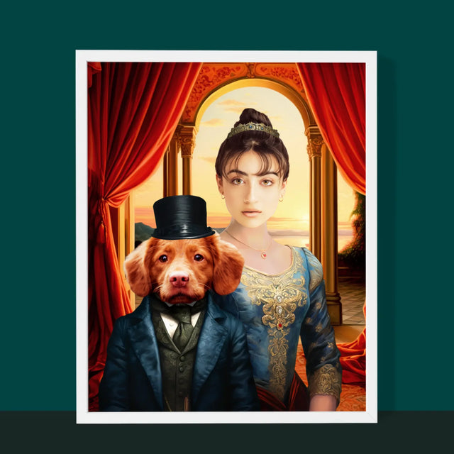 Portret Regal: Nobilă Cu Un Animal De Companie - Imprimare Cu Ramă 30X40 (Verticală)