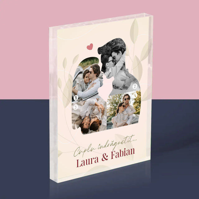 Formă Din Fotografii: Cuplu Îndrăgostit - Bloc Acrilic