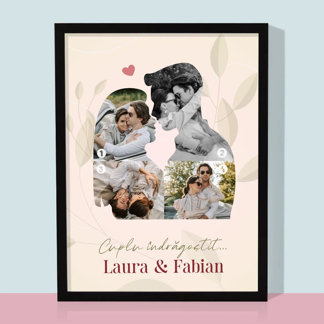 Formă Din Fotografii: Cuplu Îndrăgostit - Imprimare Cu Ramă 30X40 (Verticală)