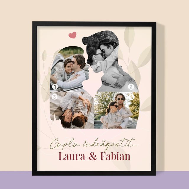 Formă Din Fotografii: Cuplu Îndrăgostit - Imprimare Cu Ramă 30X40 (Verticală)