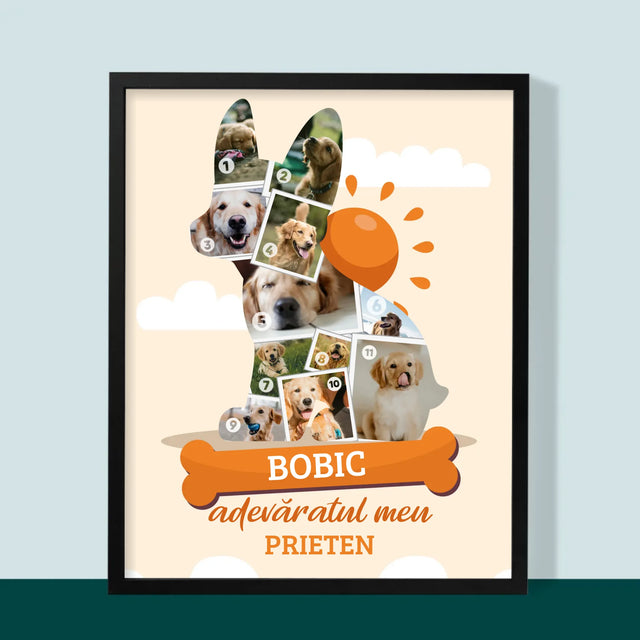 Formă Din Fotografii: Câine - Imprimare Cu Ramă 30X40 (Verticală)