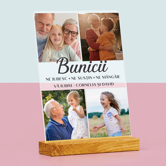 Colaj De Fotografii: Dragi Bunici - Imprimare Pe Sticlă Acrilică (Verticală)