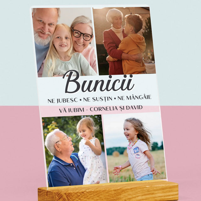 Colaj De Fotografii: Dragi Bunici - Imprimare Pe Sticlă Acrilică (Verticală)