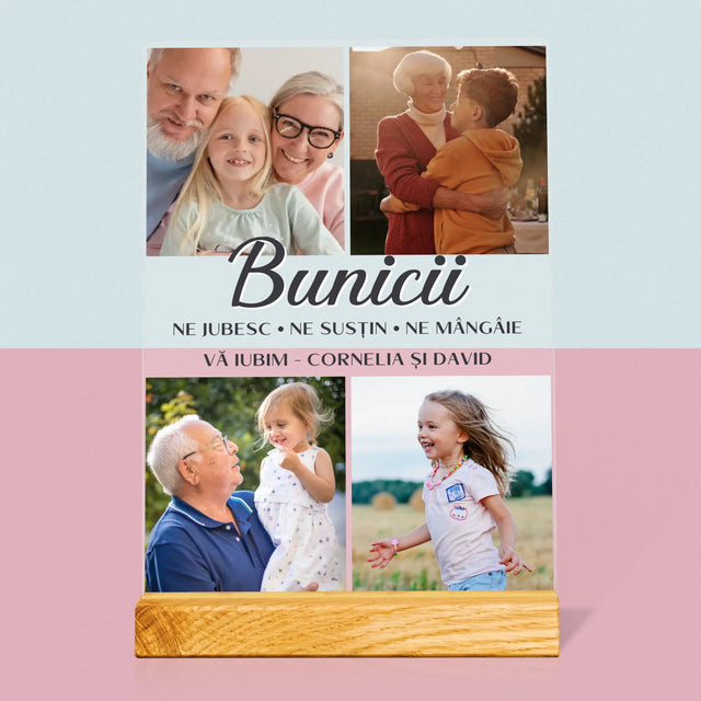Colaj De Fotografii: Dragi Bunici - Imprimare Pe Sticlă Acrilică (Verticală)
