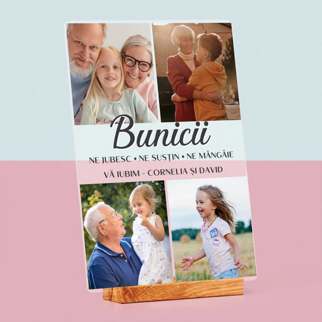 Colaj De Fotografii: Dragi Bunici - Imprimare Pe Sticlă Acrilică (Verticală)